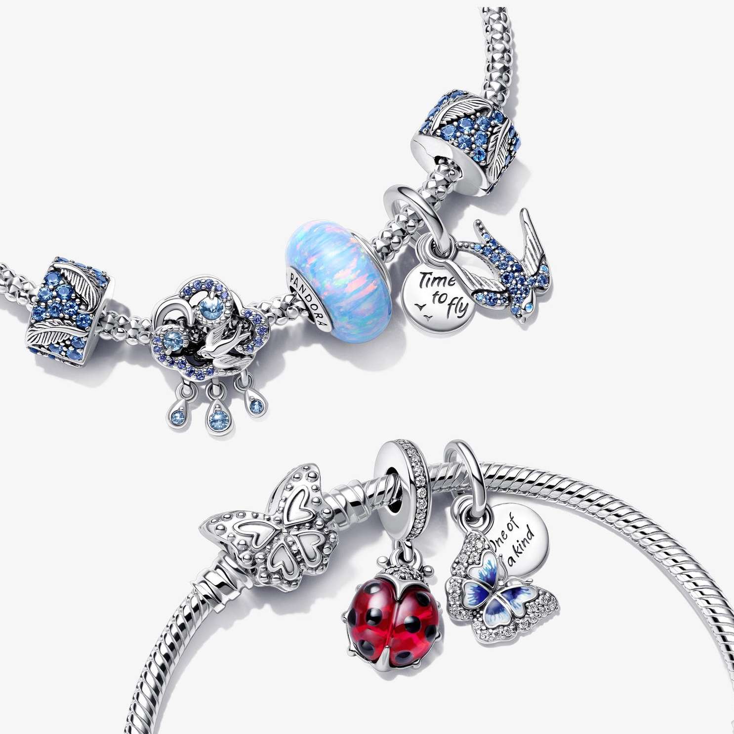 Pulsera de Charms de Pandora Moments con charms de temática primaveral en plata de primera ley