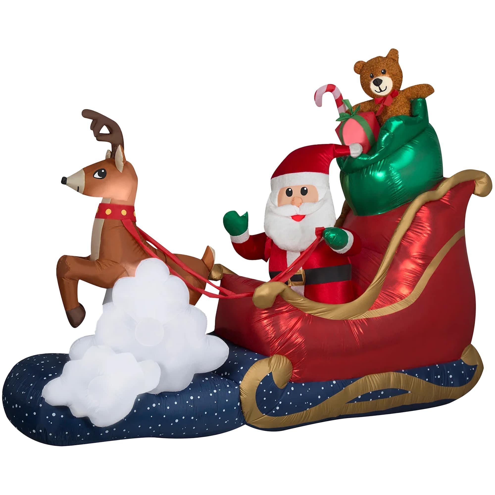 Party City Santa's Sleigh Inflatable Lawn Decoration