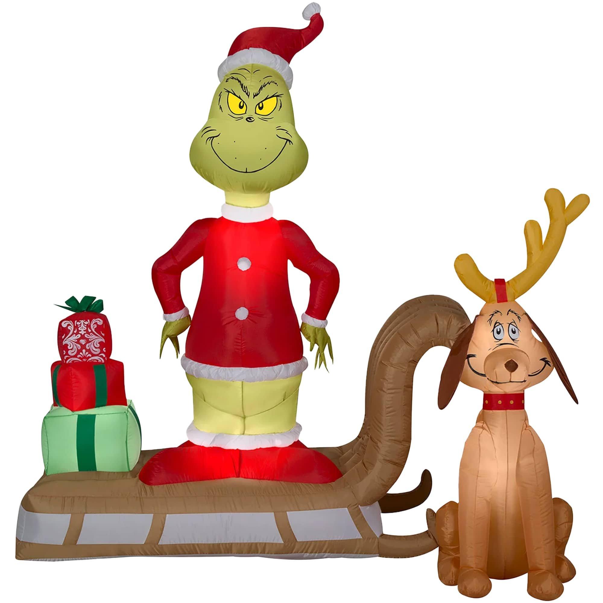 Dr. Seuss The Grinch Sleigh Scene Inflatable Lawn Decoration
