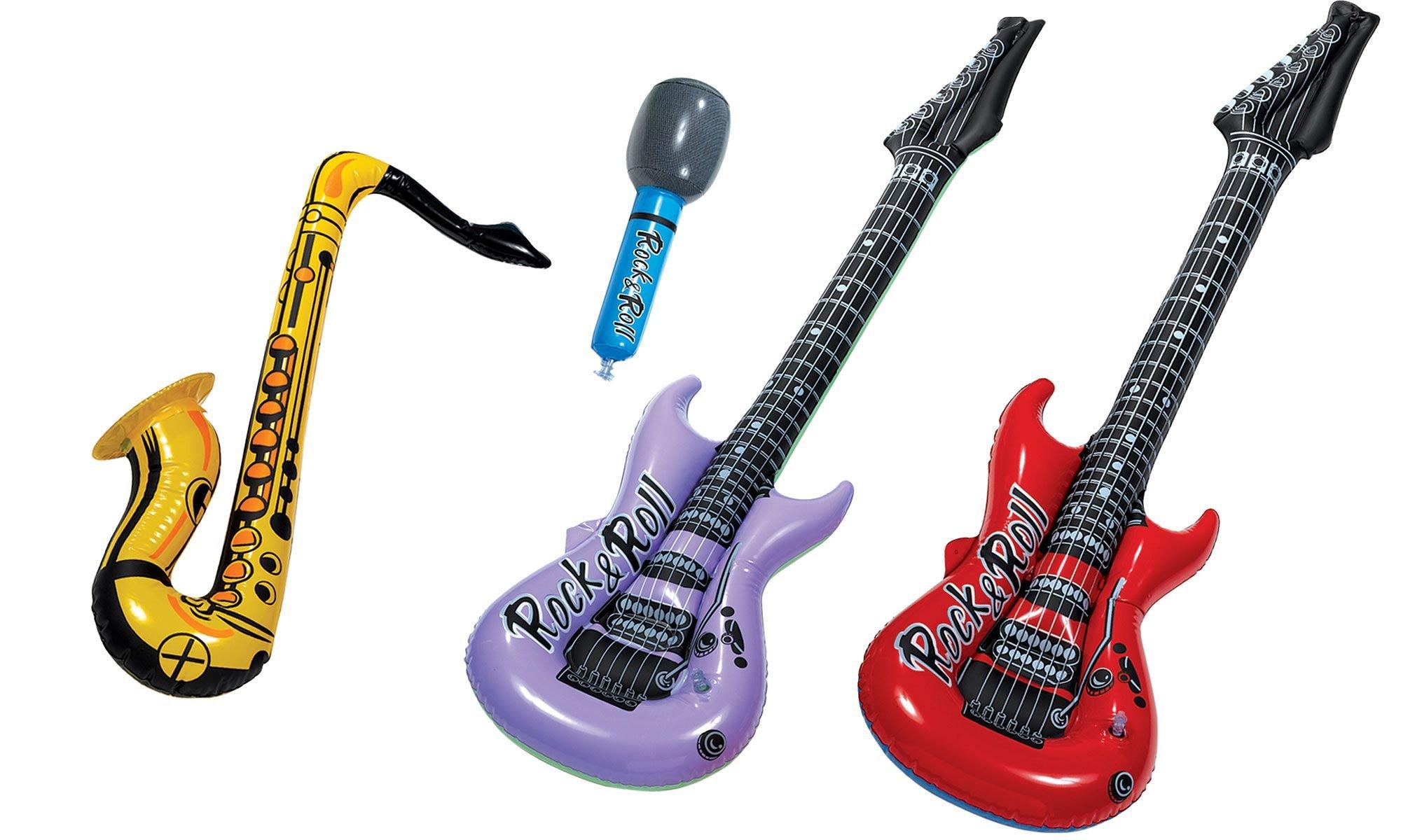 Inflatable Music Instrument Microphone Guitar Blow Up Saxophone Toy Role  Play