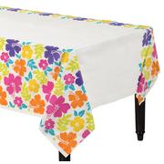 Hibiscus White Plastic Table Cover