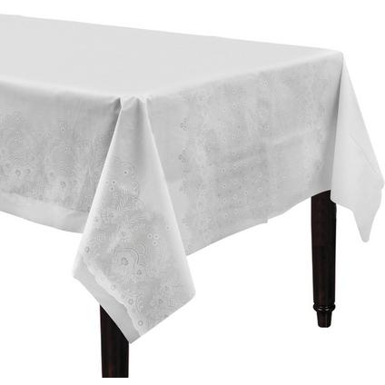 White Lace Print Table Cover