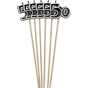 Black Number 50 Birthday Toothpick Candles 6ct