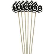 Black Number 60 Birthday Toothpick Candles 6ct