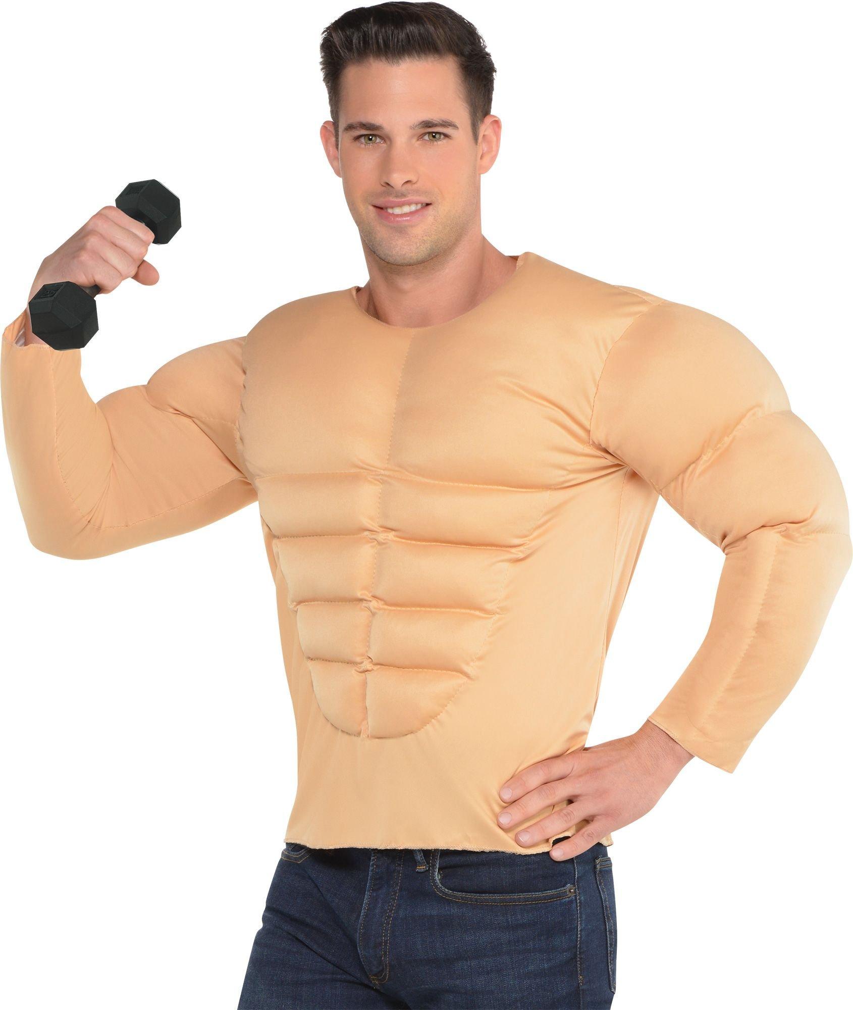 Mens 3d T-shirt Bodybuilding Simulated Muscle Shirt Nude Skin