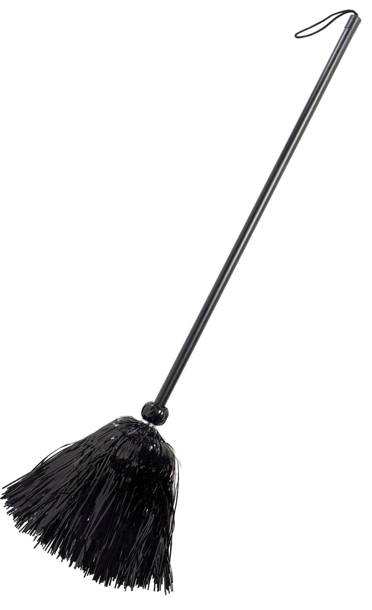 Black Tinsel Witch Broom 35in