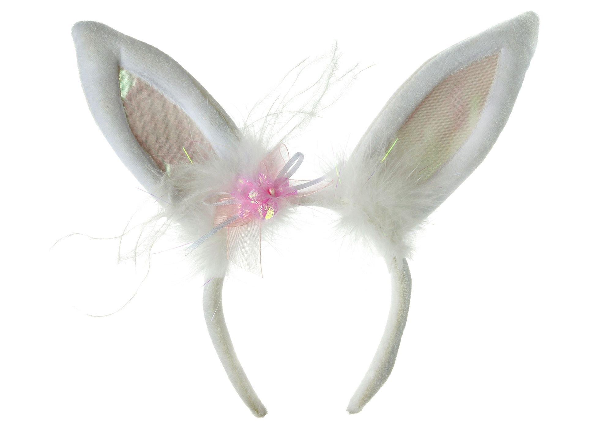 White Marabou Bunny Ears | Party City