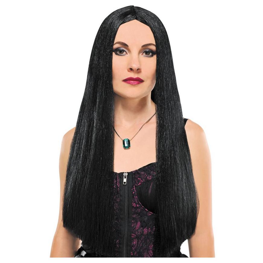 Halloween Adult Witch Wig Straight Long Black Costume Accessory Looking Spooky for sale online 