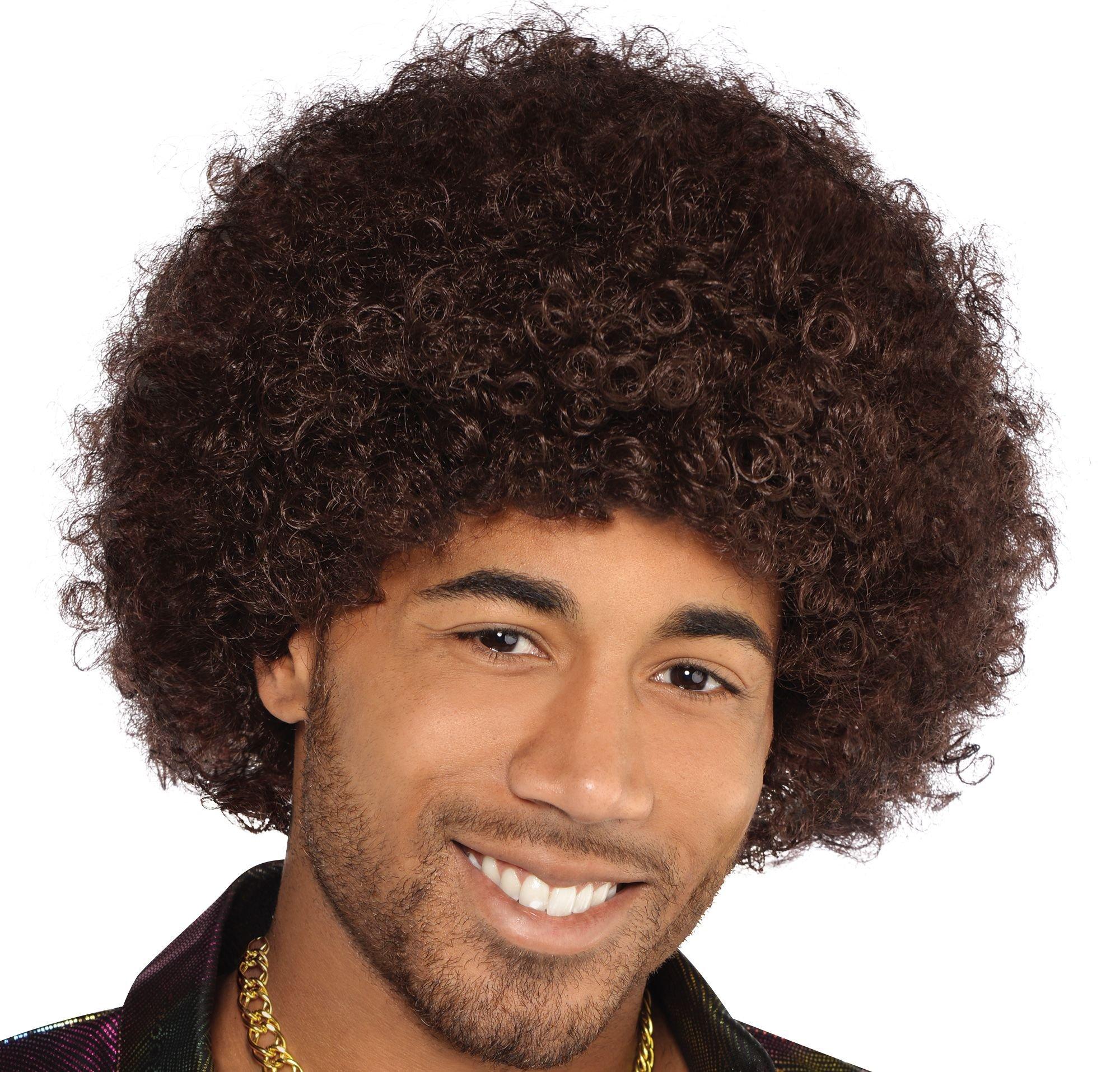 brown curly wig