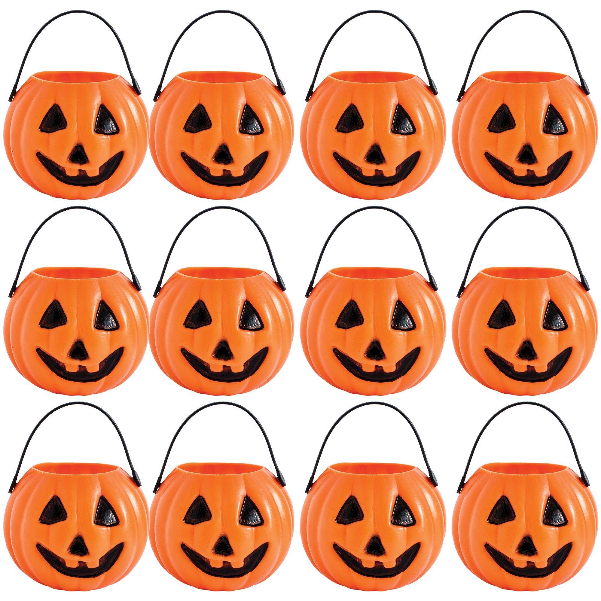 Mini Pumpkin Trick or Treat Candy Pails, 2 1/2in, 12ct Party City