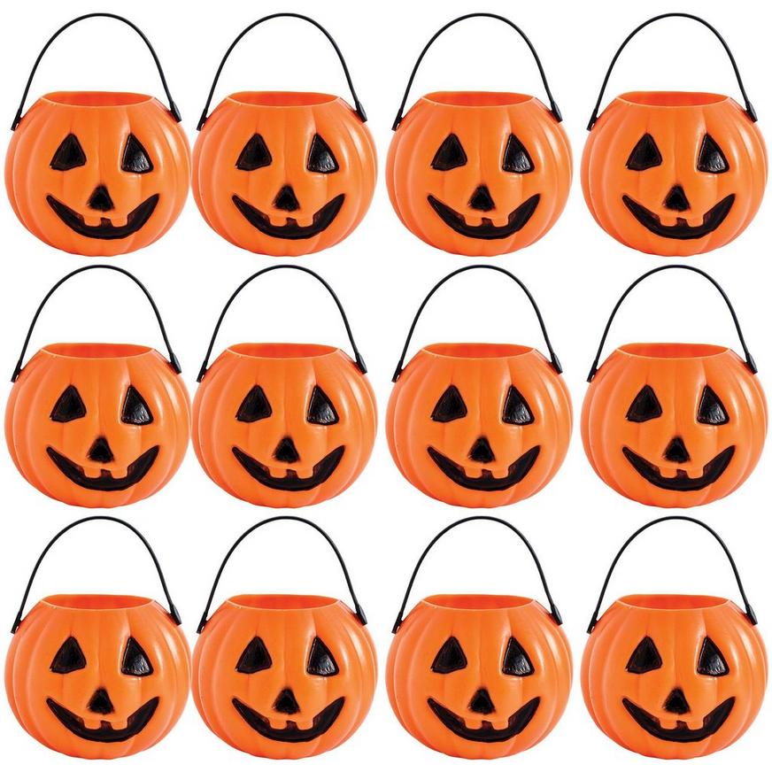 Candy Tote Pail Carry Candy Basket Pail Halloween Kids Trick or Treat Bucket 