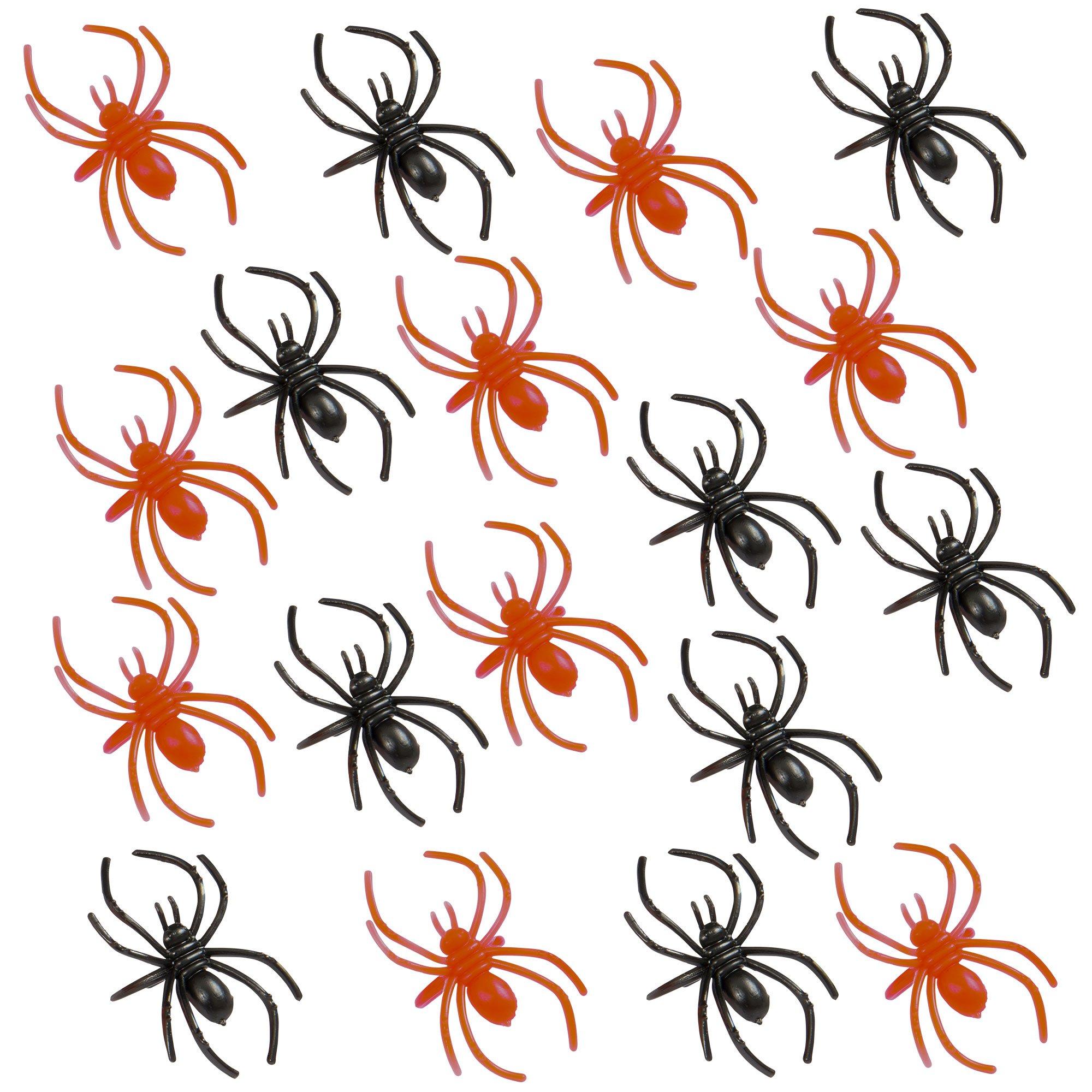 Adjustable Black & Orange Plastic Spider Rings, 30ct