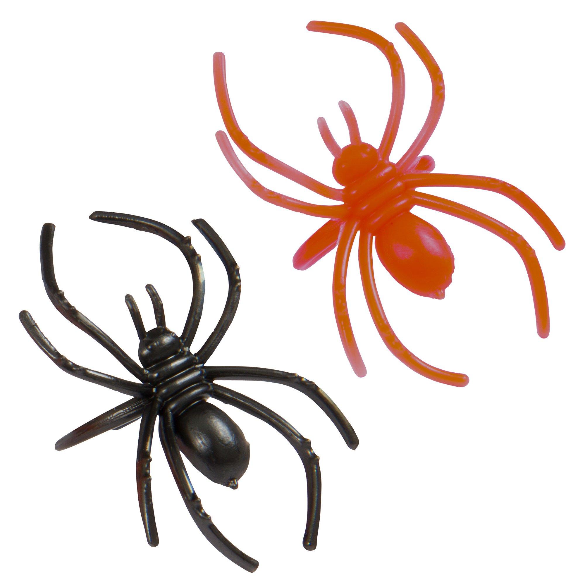 Adjustable Black & Orange Plastic Spider Rings, 30ct