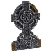 Mossy Celtic Cross Tombstone Decoration