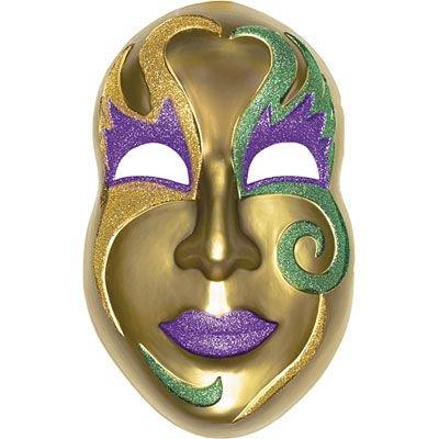 3D Gold Mardi Gras Mask Decoration 21in x 13 1/2in | Party City