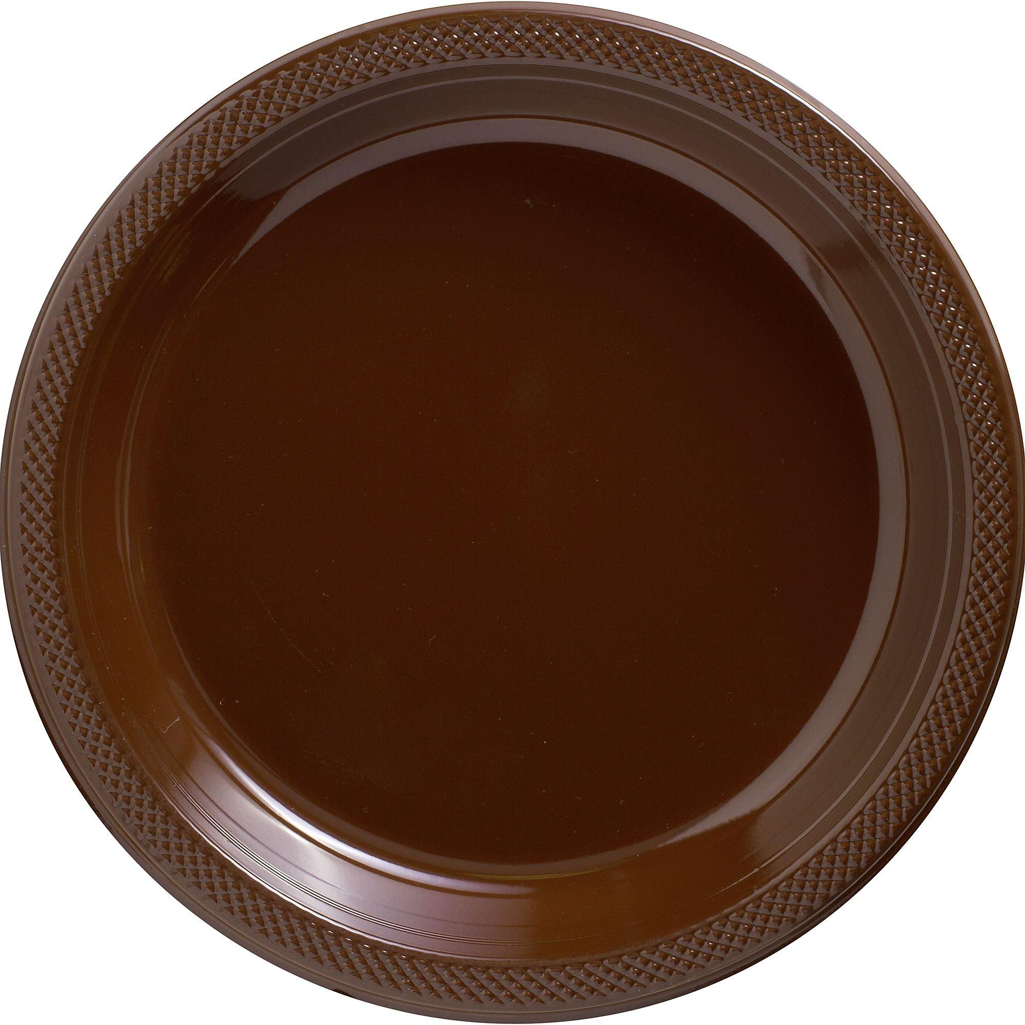 Chocolate Brown Plastic Dinner Plates 20ct