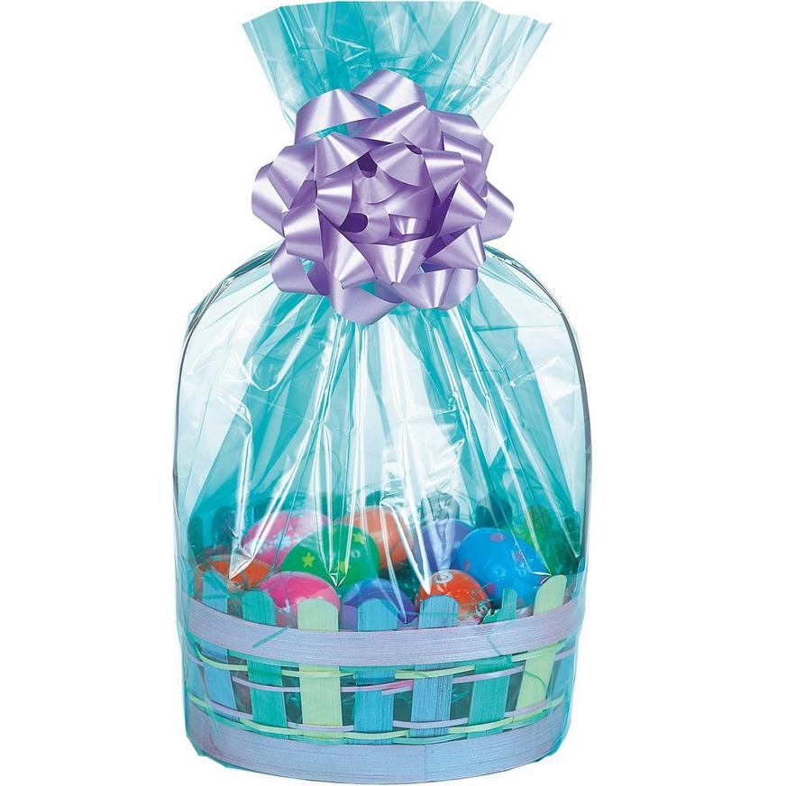 Caribbean Blue Plastic Gift Basket Bags 2ct