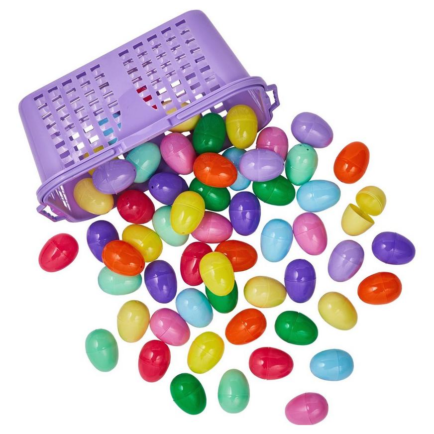 Fillable Easter Eggs in Basket 60ct