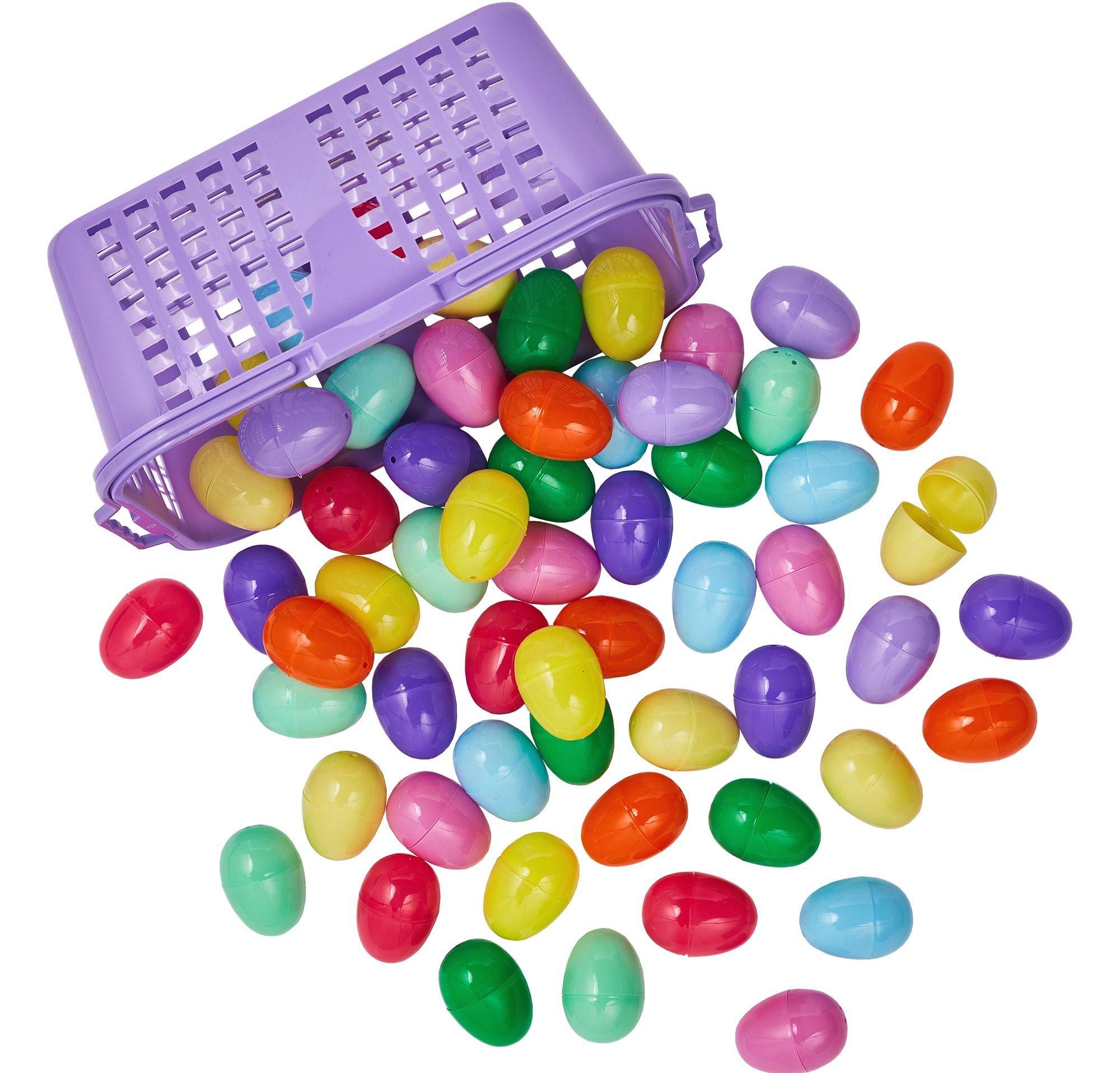 Fillable Easter Eggs in Basket 60ct