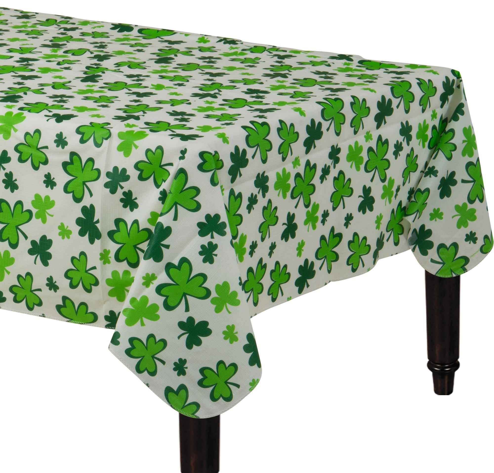 Shamrocks FlannelBacked Vinyl Table Cover 52in x 90in Party City