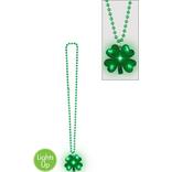 Light-Up St. Patrick's Day Shamrock Pendant Bead Necklace