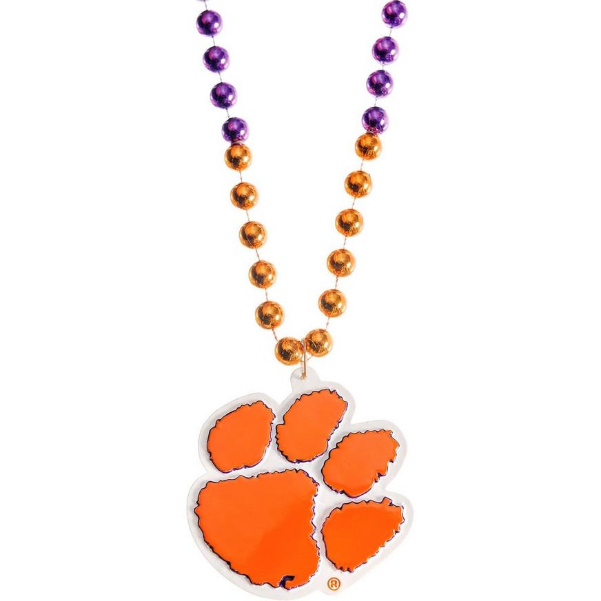Clemson Tigers Pendant Bead Necklace