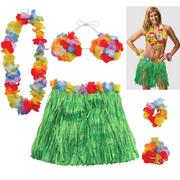 Adult Large Faux Grass Skirt Kit, 5pc