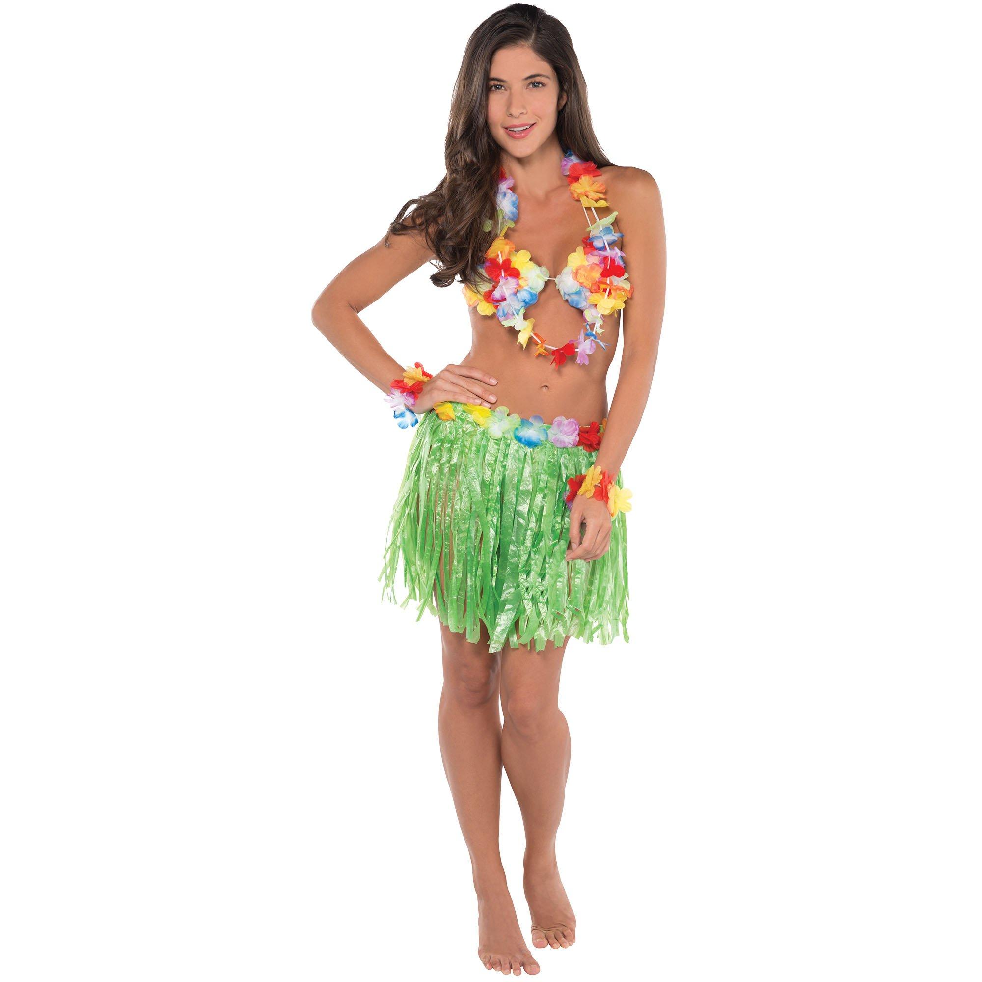 Adult Large Faux Grass Skirt Kit, 5pc