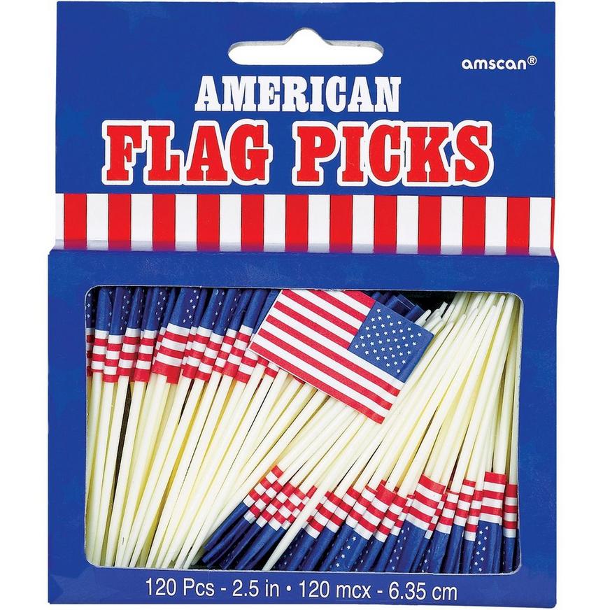 50 USA AMERICAN FLAG PICKS FOOD CAKE CUPCAKE TOPPERS AMERICA 4TH JULY PARTY 
