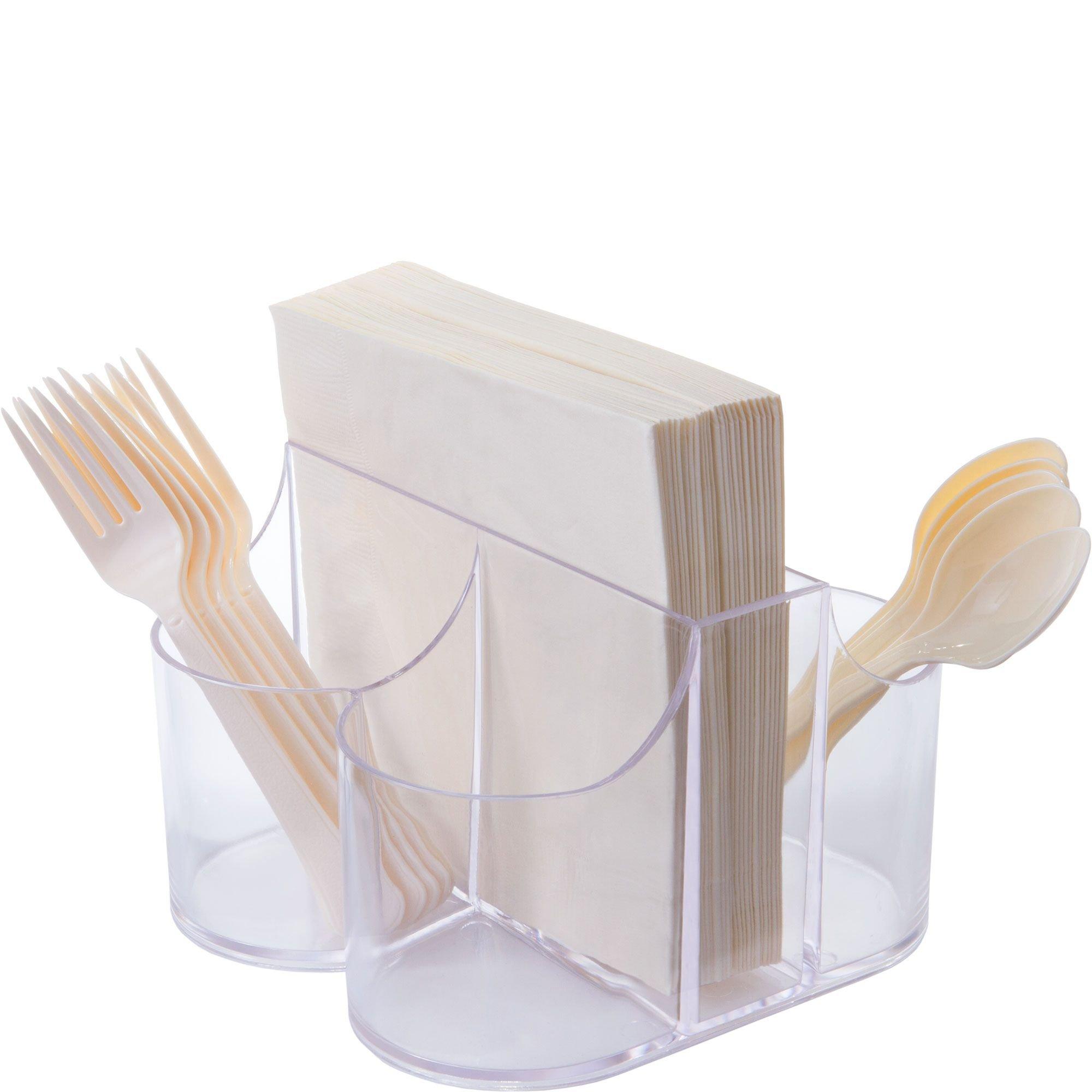 Dixie Cutlery Keeper Tray w/Clear Plastic Utensils: 60 Forks, 60