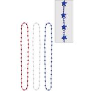 Metallic Patriotic Red, White & Blue Star Bead Necklaces 3ct