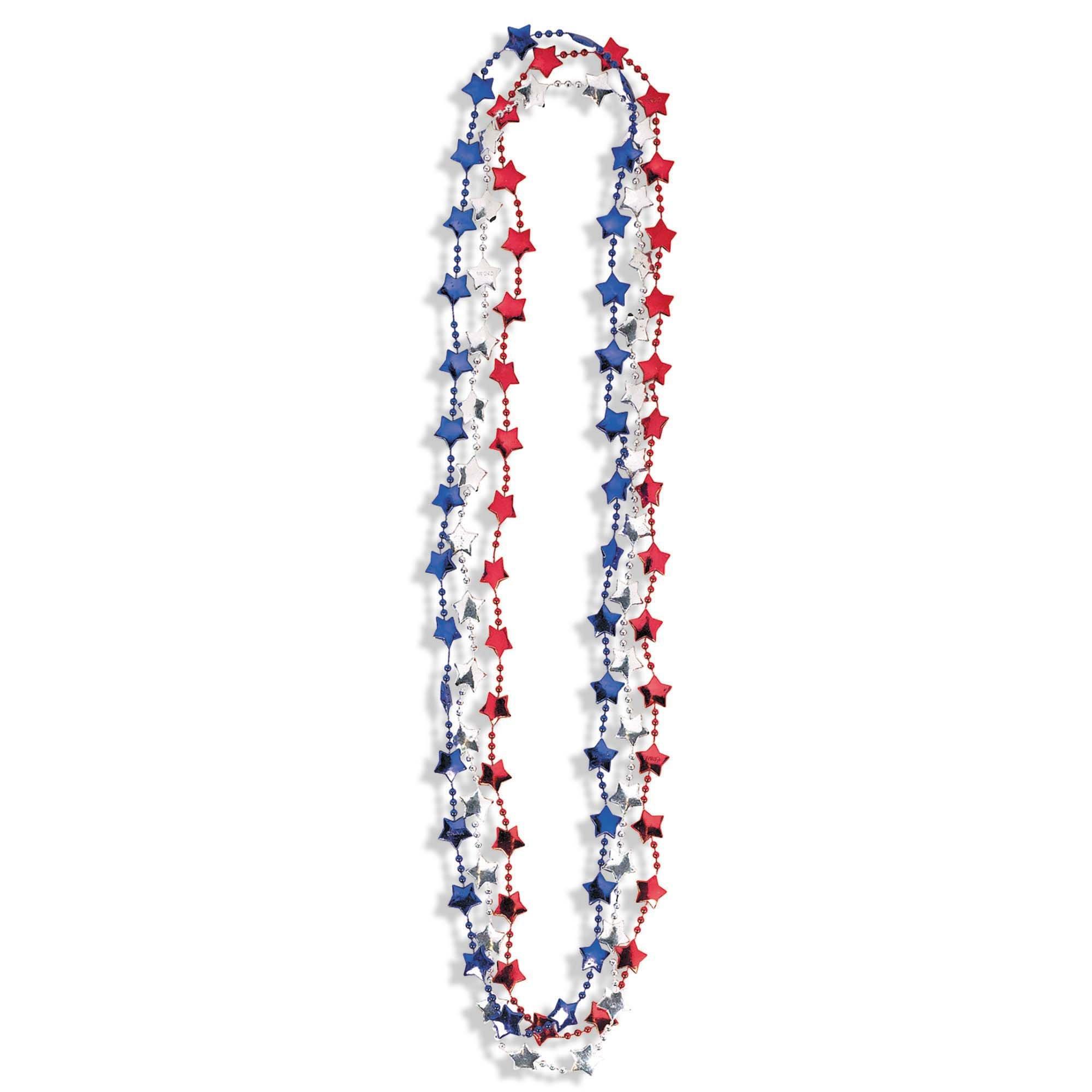 Baseball Beads Strung on a Patriotic Red, White & Blue Necklaces