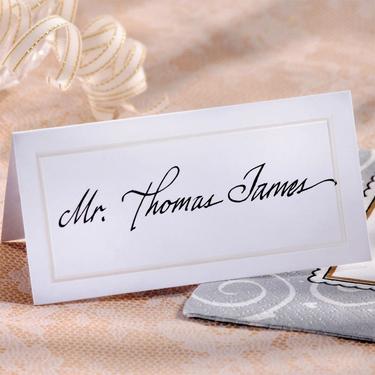 White Pearlized Border Place Cards 50ct
