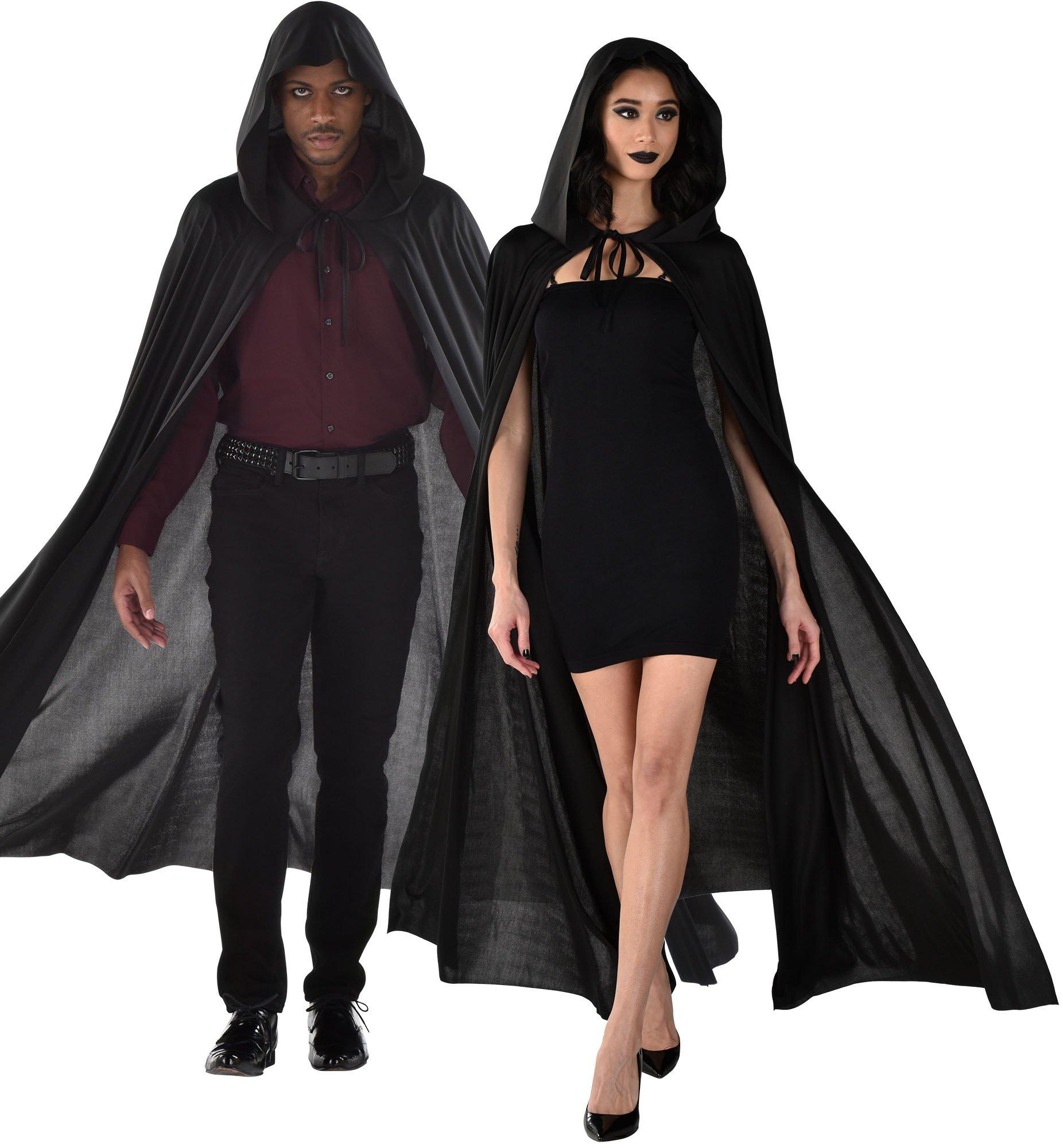 Womens' Black Handmade Cape Black Hooded Cloak Plus Size 