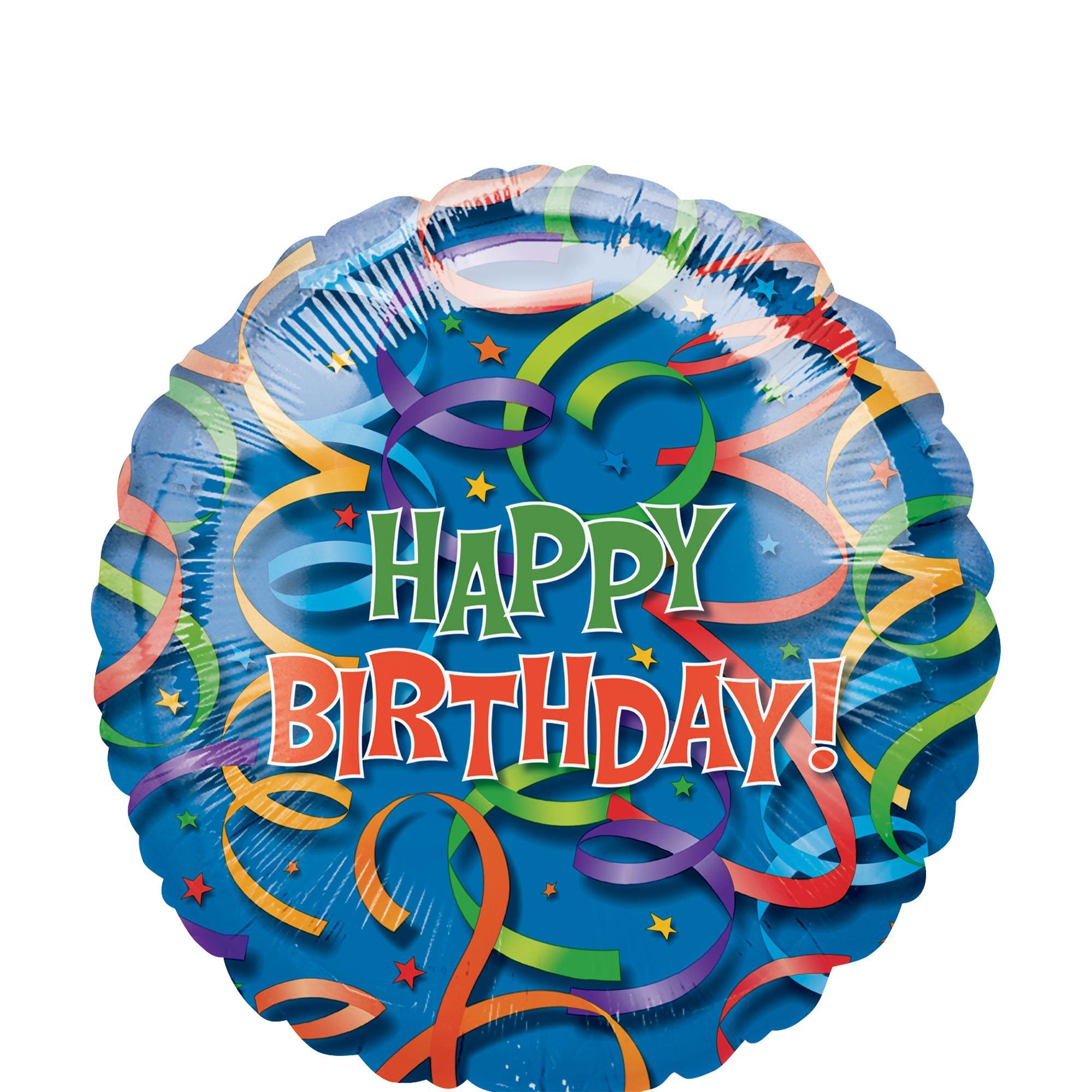 Vibrant Festivity 18 Happy Birthday Streamers Foil Balloons (5/Pk) —  Shimmer & Confetti