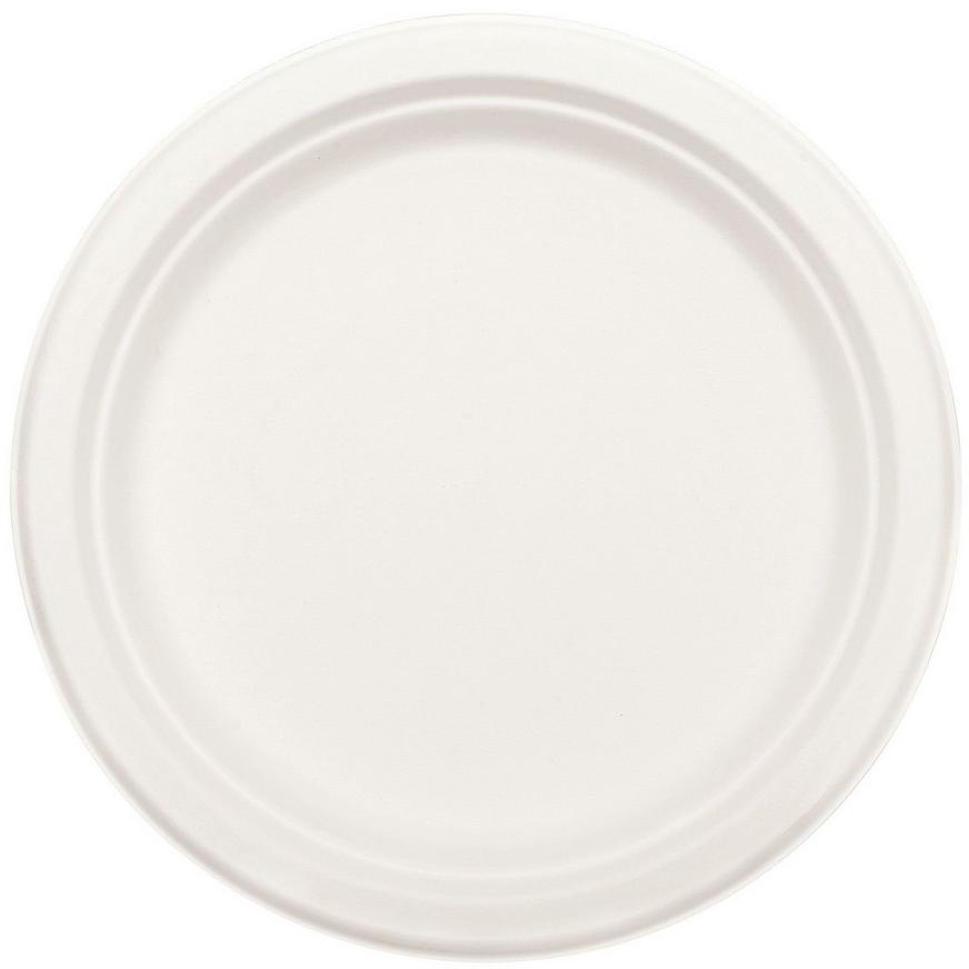 Eco-Friendly White Sugar Cane Dinner Plates 50ct