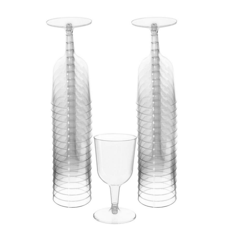 CLEAR Plastic Wine Glasses, 5.5oz, 32ct