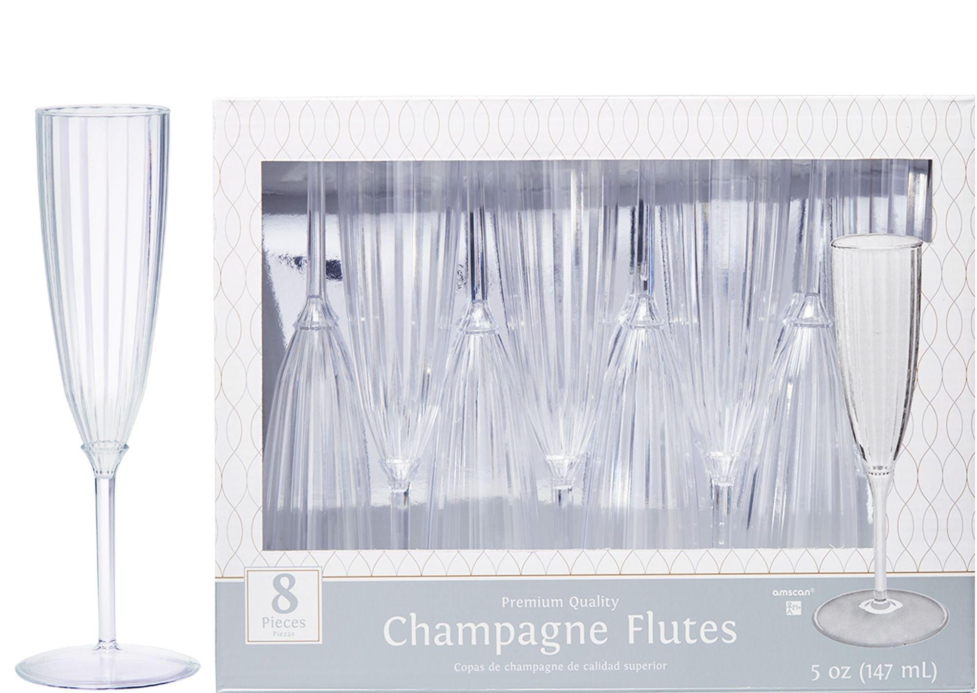 Clear Premium Plastic Champagne Flutes 8ct