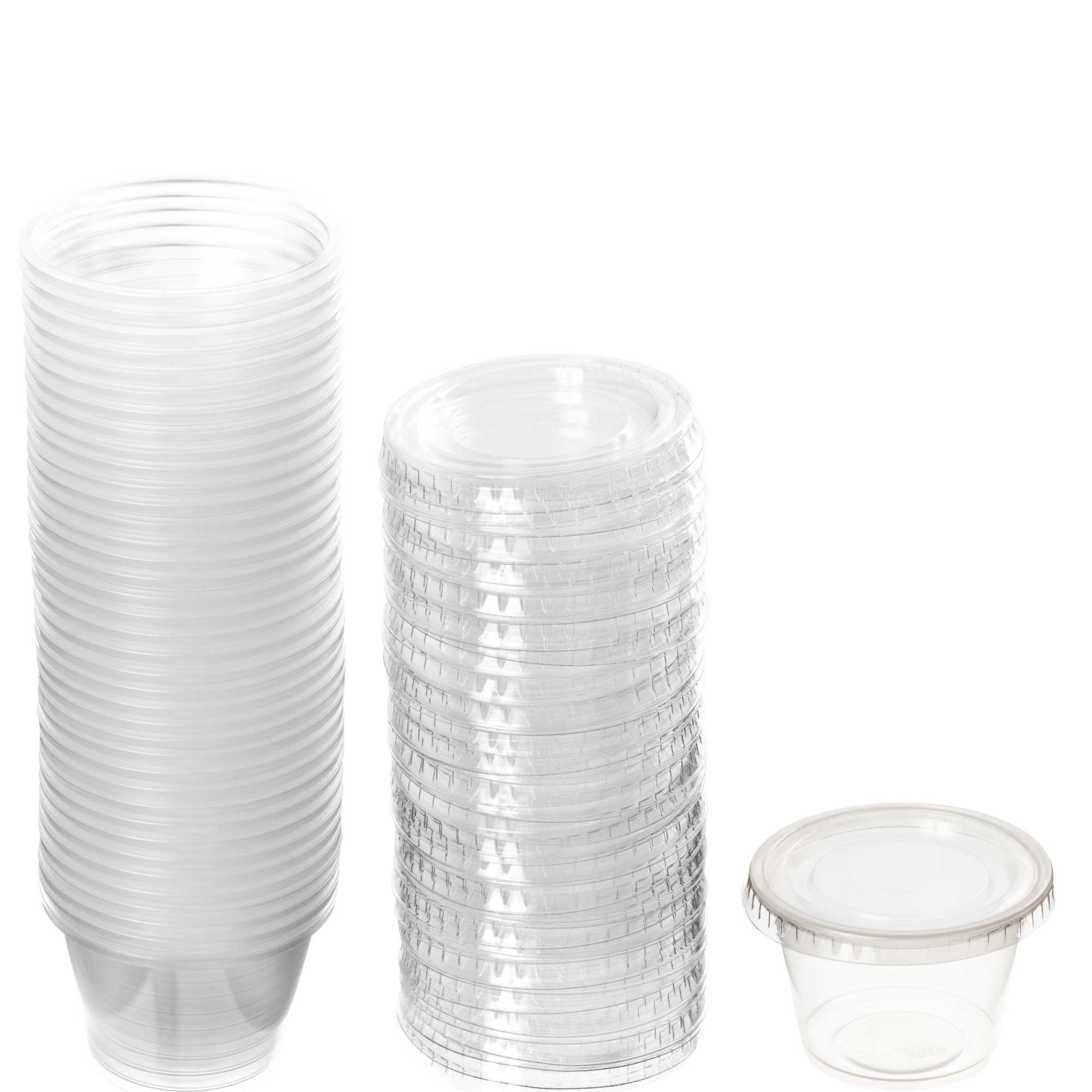 Clear Gelatin Shot Glasses Plastic Cups with Lids, 2.5oz, 40ct