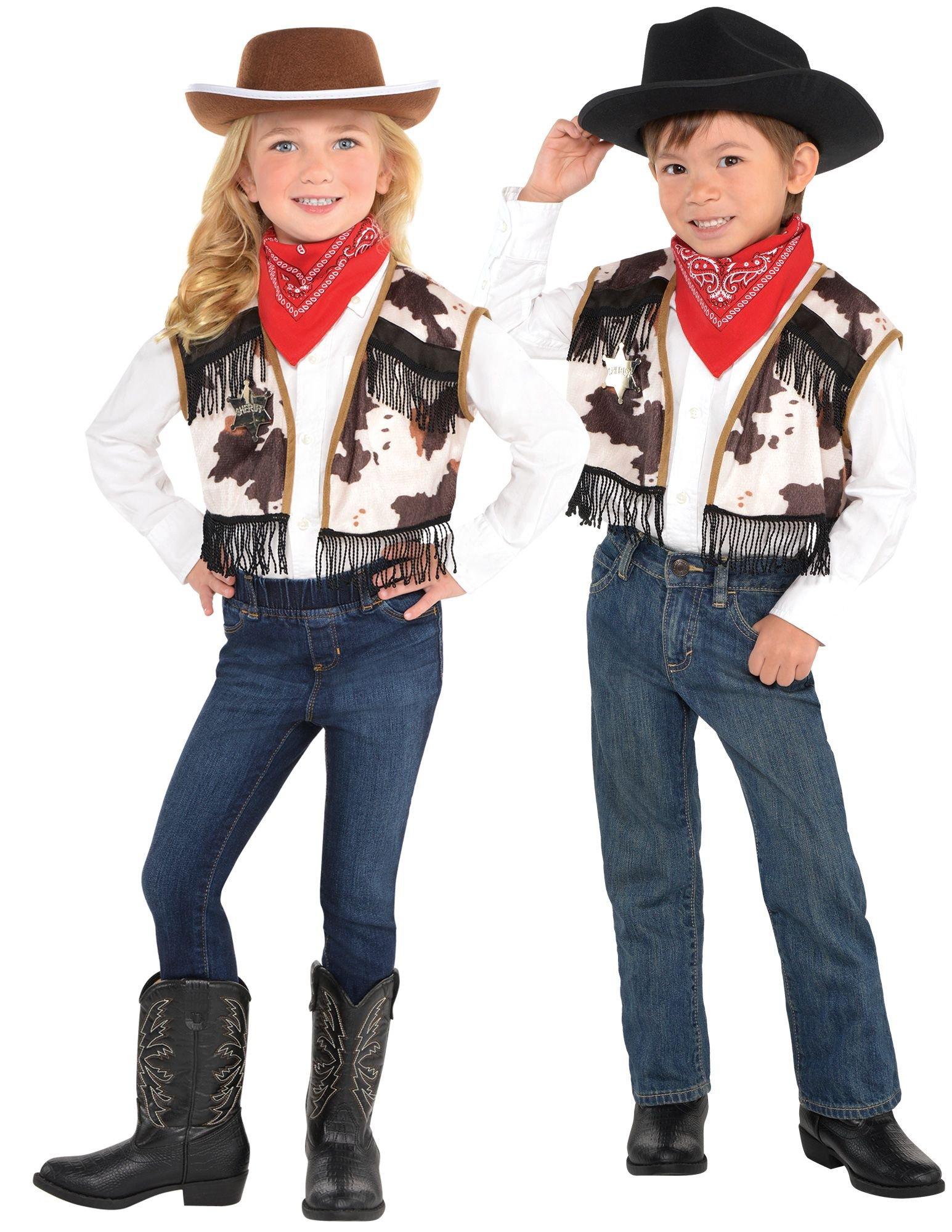 Big Kids Black Western Cowboy/Cowgirl Costume Vest Set (Fits Kids 10-16) —  Teatots Party Shop