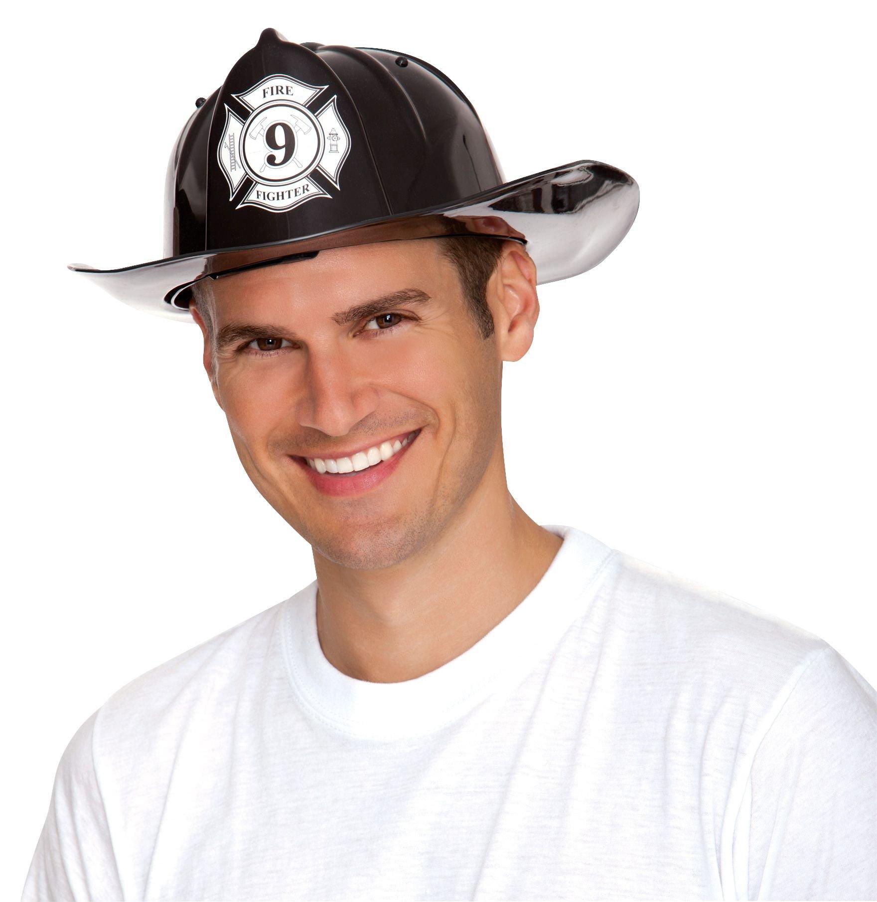 Black Firefighter Hat 10 1/2in x 4 1/2in Party City