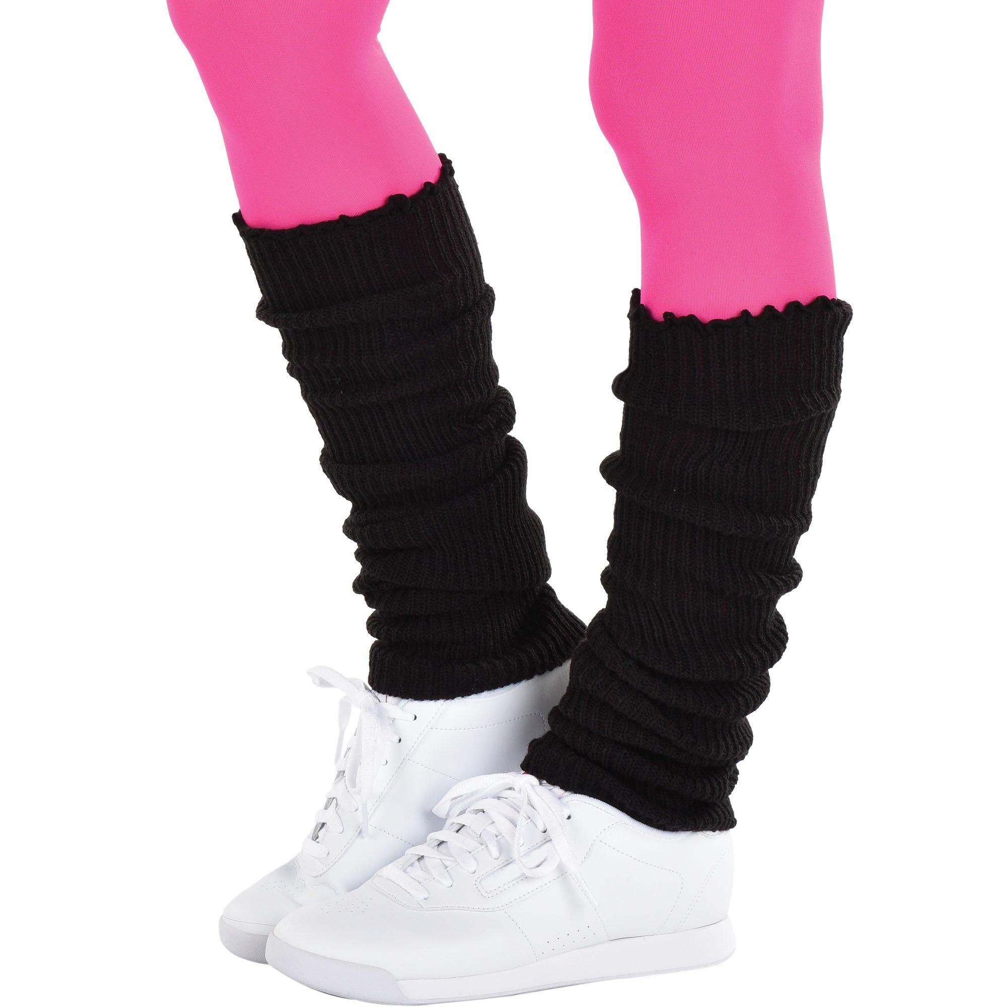 Plus Size Leg Warmers for Women-Black & Pink