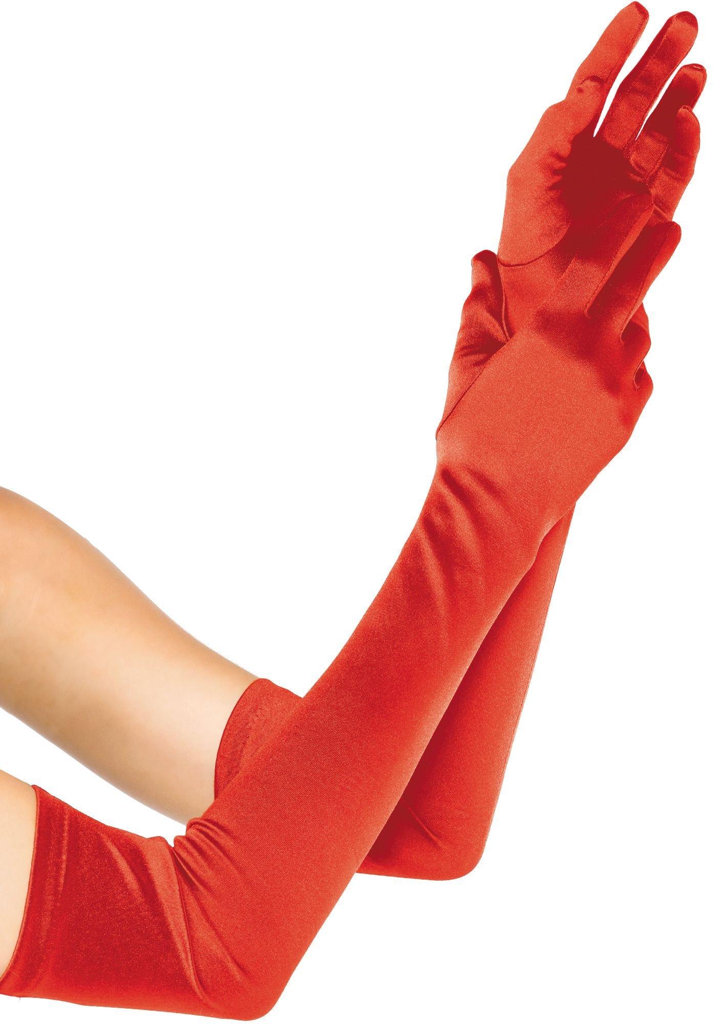 Red satin shop long gloves