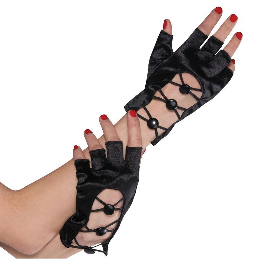 Black Fingerless Short Gloves