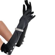 Long Satin Rhinestone Gloves