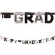 Black & Silver Happy Graduation Letter Banner