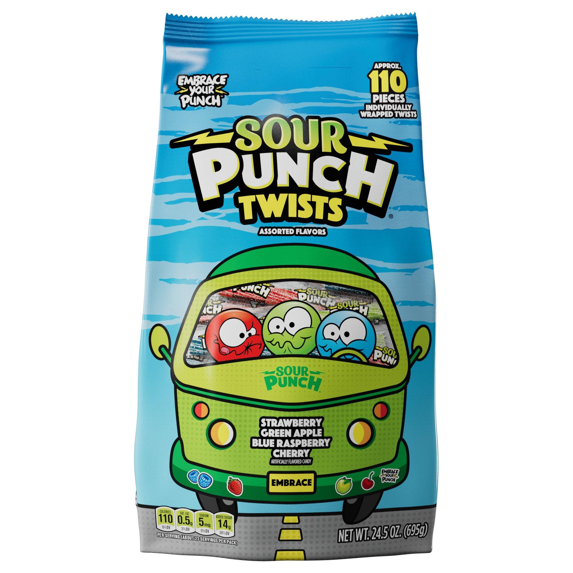 Sour Punch Twists, 110ct - Blue Raspberry, Cherry, Green Apple & Strawberry