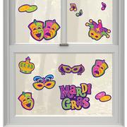Mardi Gras Vinyl Window Decorations 13ct