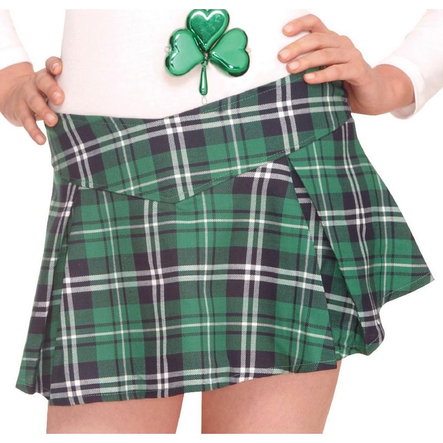Adult Green Plaid Mini Skirt