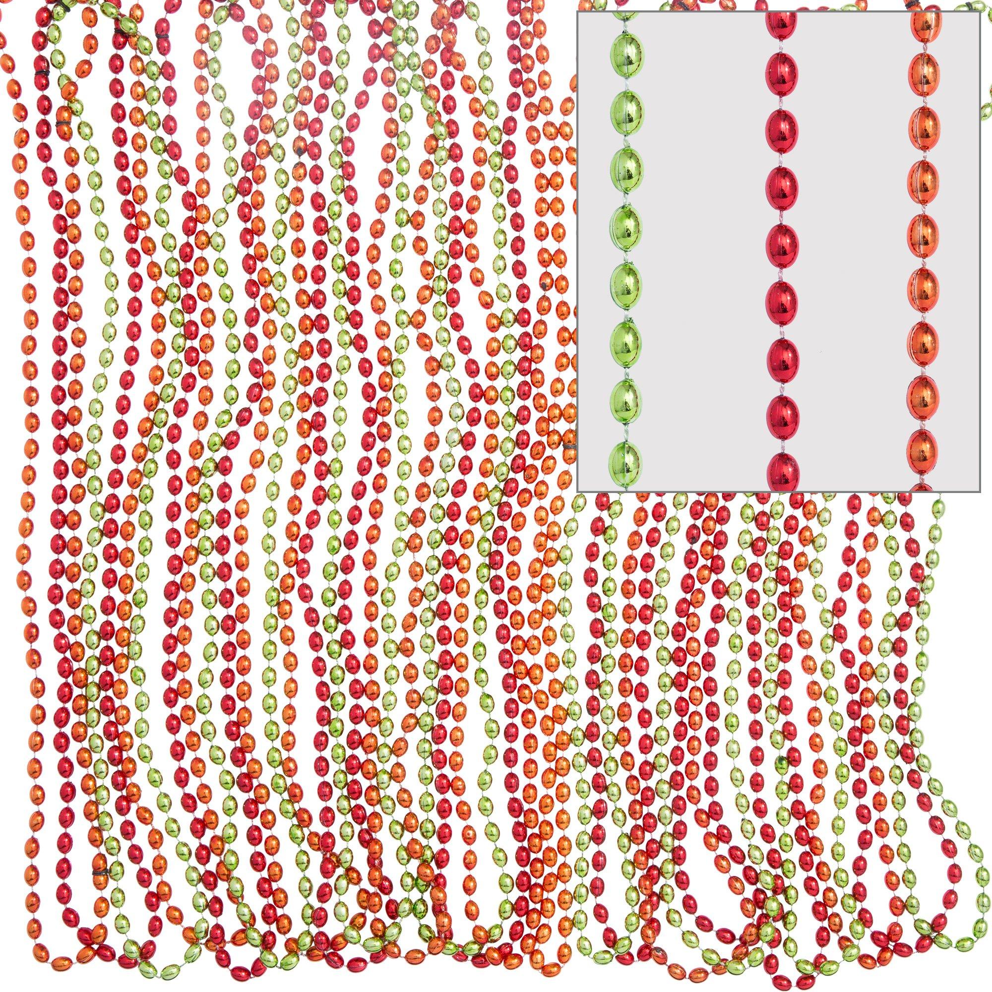 Orange, Green & Red Bead Necklaces 24ct